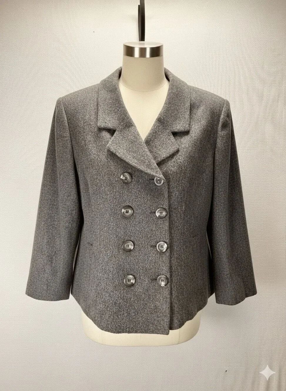 Lane Bryant Women’s 18 Wool Double Breasted Gray Peacoat Blazer Classic Workwear